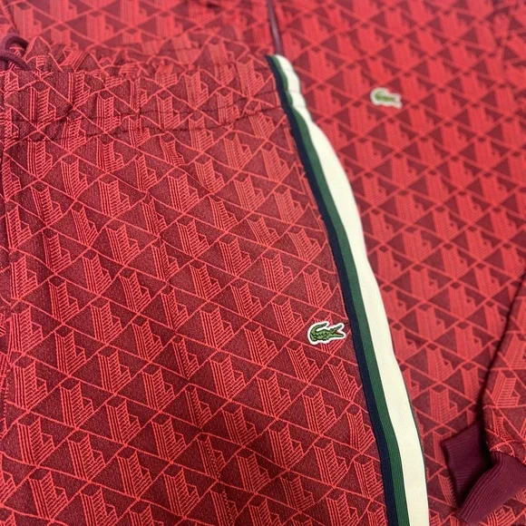 Lacoste Burgundy Geometric sweatsuit/ jacket and pants - Picture 5 of 6